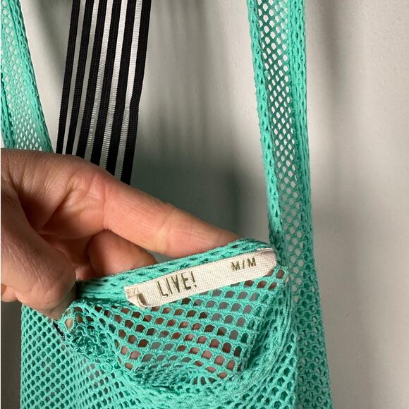 LIVE! Teal Mesh Racerback Sand Beach Vibes Swimsuit Coverup Women's Medium - Picture 7 of 7